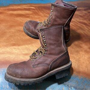 Red Wing Brown Leather Logger (#4418) Steel Toe Work Boots size 9 Made in USA